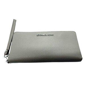 Michael Kors Pebbled Leather Wristlet Wallet With Card Slots & Zippered Closure‎